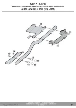 Givi 6702FZ Monorack Sidearms For Aprilia Shiver 750 (2010-current) 9 Givi 6702FZ Monorack Sidearms For Aprilia Shiver 750 (2010-current) -Givi Shop 6702FZ fi 4