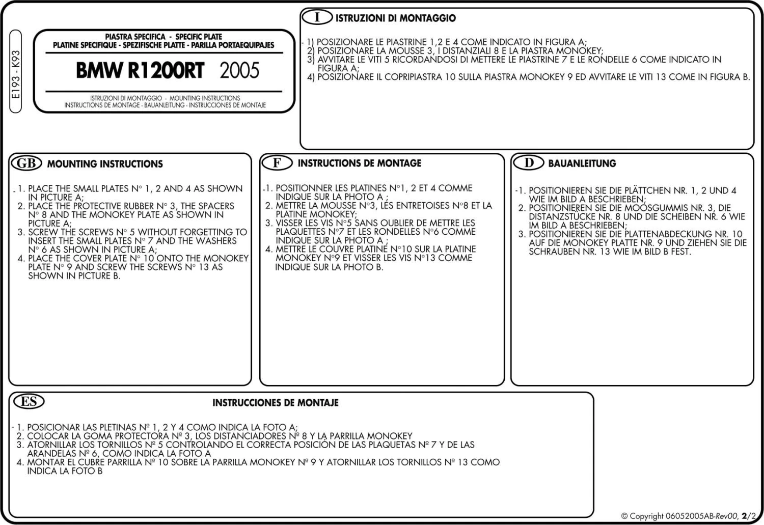 Givi E193 Top Box Adapter Plate Monokey For BMW R1200RT (2005-2013) 3 Givi E193 Top Box Adapter Plate Monokey For BMW R1200RT (2005-2013) - Image 3