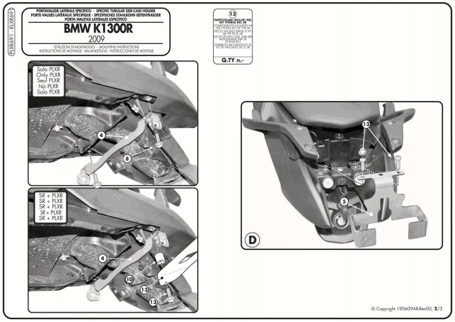Givi PLXR691 V35 Rapid Release Sidearms For BMW K1200R (2005-2008) / K1300R (2009-) 3 Givi PLXR691 V35 Rapid Release Sidearms For BMW K1200R (2005-2008) / K1300R (2009-) - Image 3