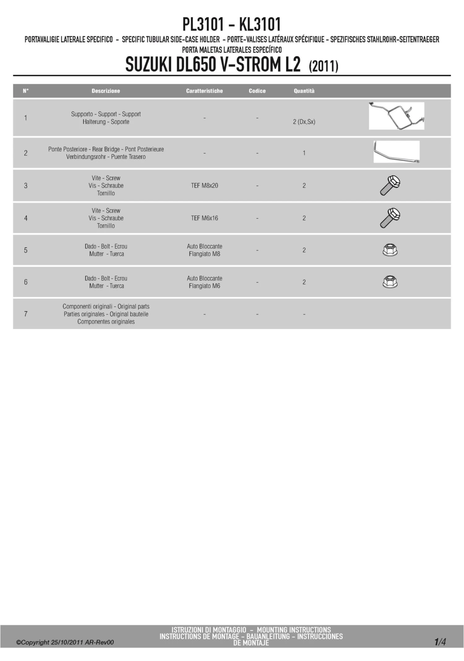 Givi PL3101 Sidecase Hardware For Suzuki DL650 V-Strom '12-'13 2 Givi PL3101 Sidecase Hardware For Suzuki DL650 V-Strom '12-'13 - Image 2
