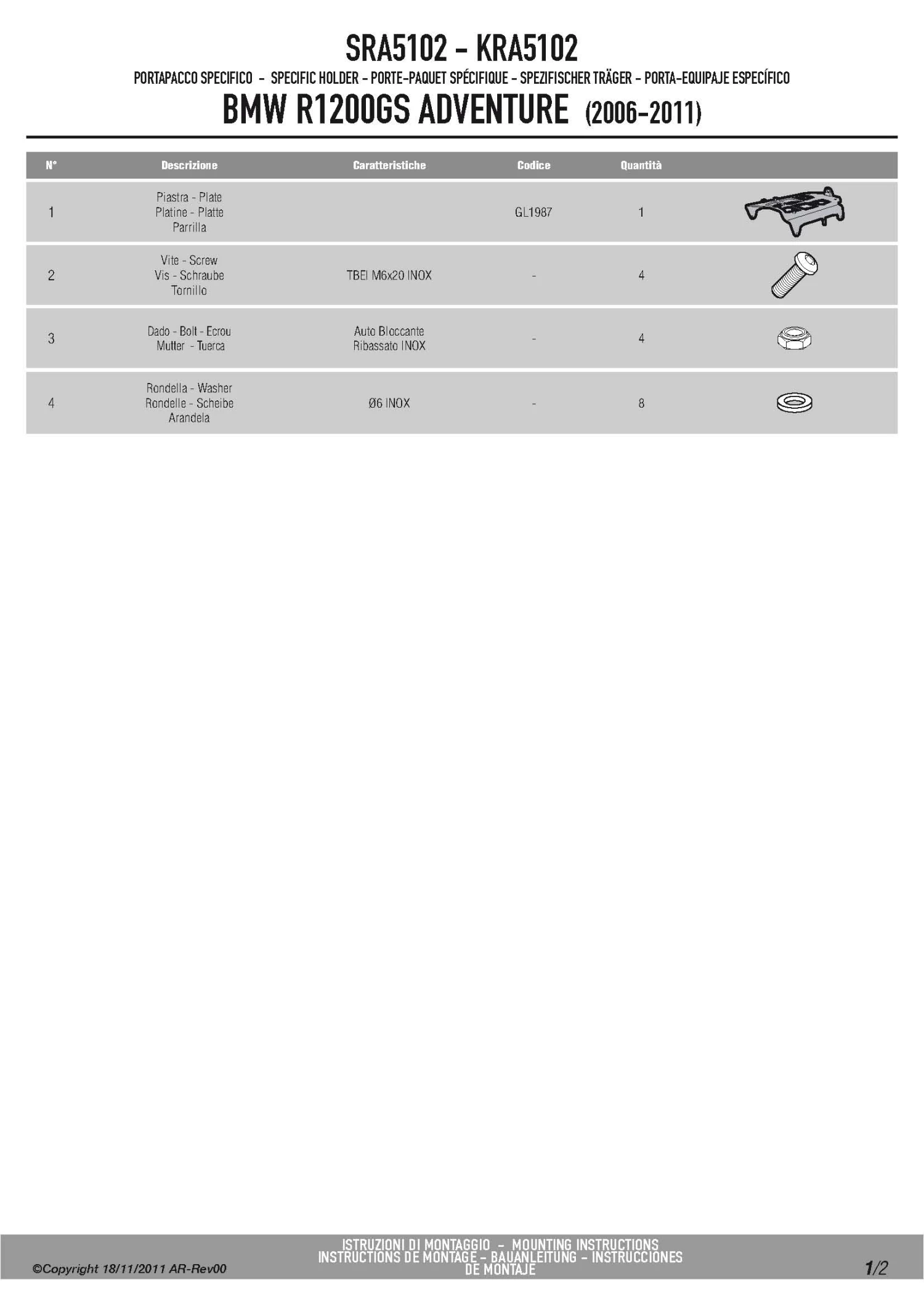 Givi SRA5102 Specific Rack For BMW R1200GS '06-'12 3 Givi SRA5102 Specific Rack For BMW R1200GS '06-'12 - Image 3