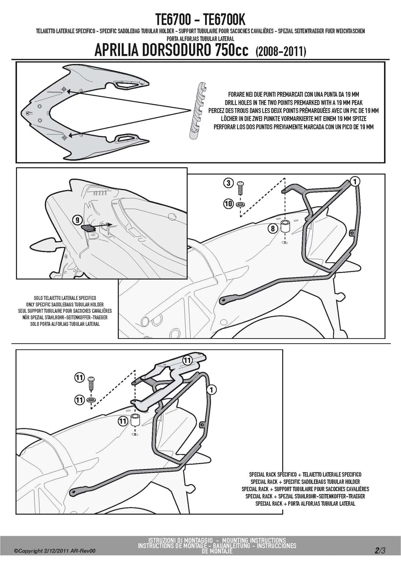 Givi TE6700 Easylock Saddlebag Supports For Aprila Dorsoduro 750 (2008-2016) 2 Givi TE6700 Easylock Saddlebag Supports For Aprila Dorsoduro 750 (2008-2016) - Image 2