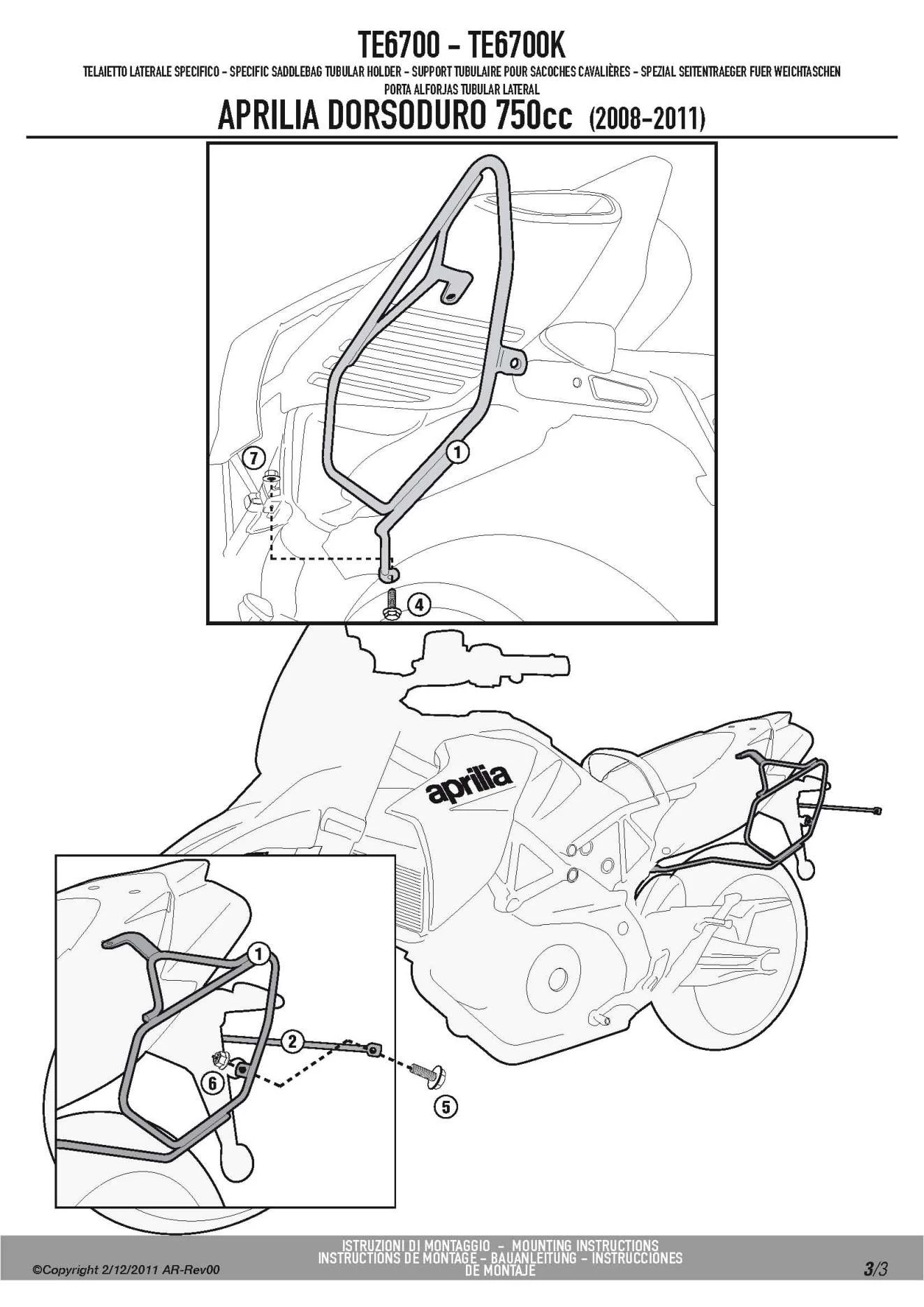 Givi TE6700 Easylock Saddlebag Supports For Aprila Dorsoduro 750 (2008-2016) 4 Givi TE6700 Easylock Saddlebag Supports For Aprila Dorsoduro 750 (2008-2016) - Image 4
