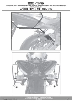 Givi TE6702 Easylock Saddlebag Supports For Aprilia Shiver 750 (2010-current) -Givi Shop TE6702 fi 4
