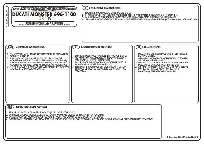 Givi T681 Soft Saddlebag Supports For Ducati Monster 696 / 796 / 1100 (2008-2012) 4 Givi T681 Soft Saddlebag Supports For Ducati Monster 696 / 796 / 1100 (2008-2012) - Image 4