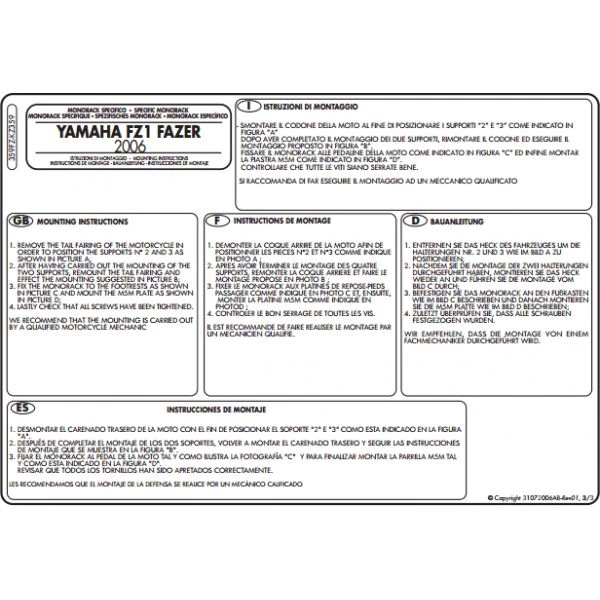 Givi 359FZ Monorack Sidearms For Yamaha FZ1 Fazer 1000 (2006-2014) 4 Givi 359FZ Monorack Sidearms For Yamaha FZ1 Fazer 1000 (2006-2014) - Image 4