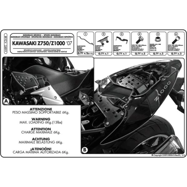 Givi 448FZ Monorack Sidearms For Kawasaki Z750 & Z1000 4 Givi 448FZ Monorack Sidearms For Kawasaki Z750 & Z1000 - Image 4