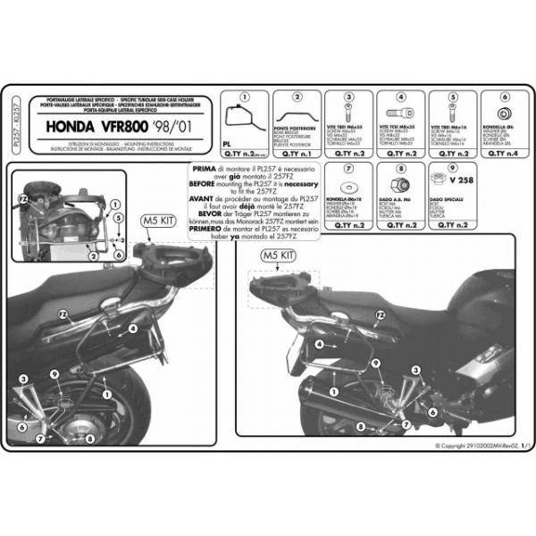 Givi PL257 Sidecase Hardware For Honda VFR800 '99-'01 2 Givi PL257 Sidecase Hardware For Honda VFR800 '99-'01 - Image 2