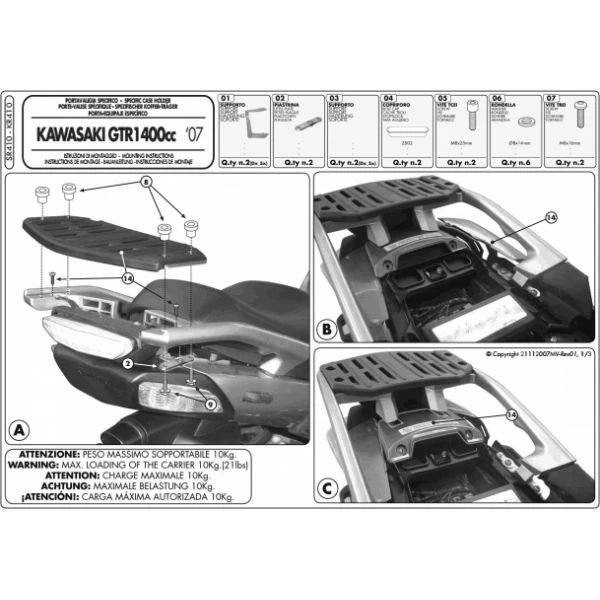 Givi SR410 Specific Rack For Kawasaki Concours 1400 (2004-2015) 2 Givi SR410 Specific Rack For Kawasaki Concours 1400 (2004-2015) - Image 2