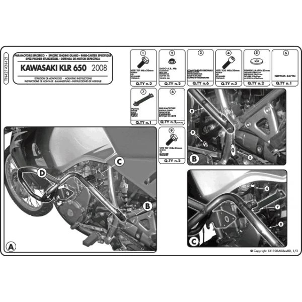 Givi TN421 Engine Guards For Kawasaki KLR650E (2008-2018) 2 Givi TN421 Engine Guards For Kawasaki KLR650E (2008-2018) - Image 2